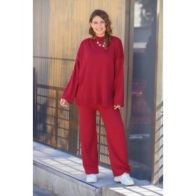 103524 TOPTAN BORDO PANTOLON TAKIM