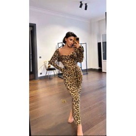 211509 TOPTAN LEOPAR ELBİSE