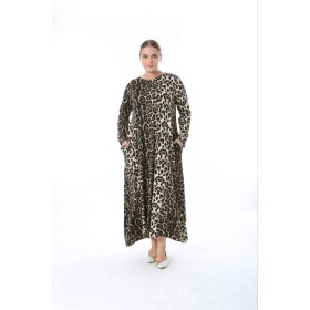 214436 TOPTAN LEOPAR ELBİSE