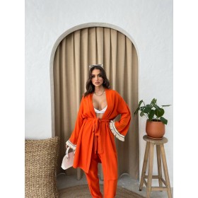 216043 TOPTAN ORANGE KİMONO TAKIM