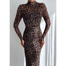 217618 TOPTAN LEOPAR ELBİSE