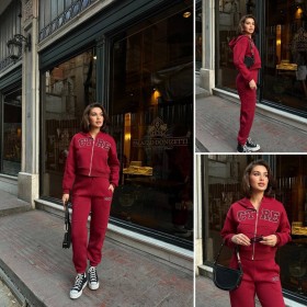 218141 TOPTAN BORDO EŞOFMAN TAKIM