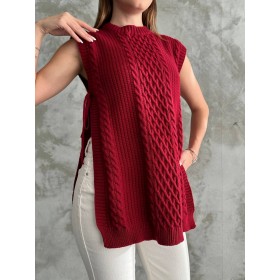 218227 TOPTAN BORDO SÜVETER